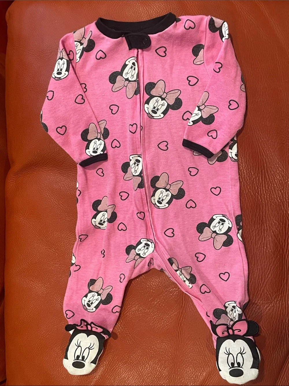 Disney Minnie Mouse 3/6 month One-Piece Footie Set & 18 month Dress bundle